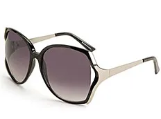 1 - Oversize Sunglasses with Metal Temples - Black