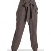 Leifsdottir fig brown silk cotton paper bag waist harem pants