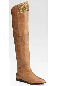 Candela Pirate Over The Knee Distressed Leather Flat Boots