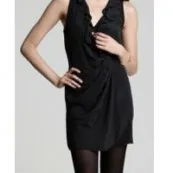 Aqua Black Silk Ruffled Wrap Dress Aqua Black Silk Ruffled Wrap Dress
