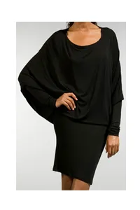 Riller & Fount Trenton Dolman Sleeved Draped Back Tunic in Black