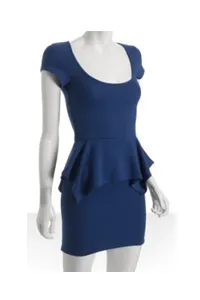 Torn blue jersey 'Caroline' peplum dress