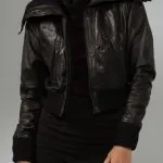 Vince Leather Jacket with Sweater Trim