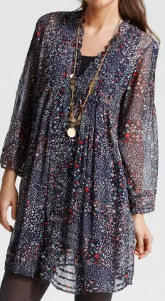 Joie "Jude Little Hippie" Floral Printed Silk Crinkle Chiffon Dress