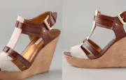 cynthia vincent leather and canvas wedges