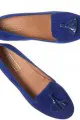 Blue suede smoking slippers