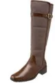 Tan and canvas equestrian boots