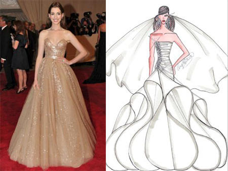 Wedding Dress Designers on Our Favorite Bridal Designers Sketch Anne Hathaway   S Wedding Dress
