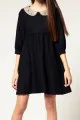 Nishe Embroidered Snowflake Peter Pan Collar Wool Dress