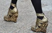 gold wedges street style