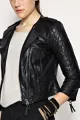 ASOS Collarless Quilted Leather Jacket