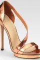 B Brian Atwood Consort Metallic Leather Asymmetrical Platform Sandals