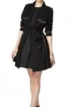 Black trench coat ($54,99), Flared black dress ($59.99)