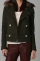 Plastic Island Margaux Double Breasted Jacket With Fur Trim