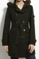 Steve Madden Double Breasted Coat with Faux Fur Trim