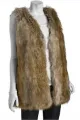 Wyatt Natural Brown Faux Raccoon Fur Long Vest
