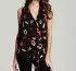 DKNYC Tie Neck Lipstick Print Top