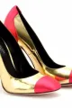 Giambattista Valli Silk Cap Toe Metallic Leather Pumps