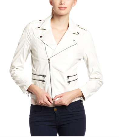 Womens White Leather Jacket - Jacket
