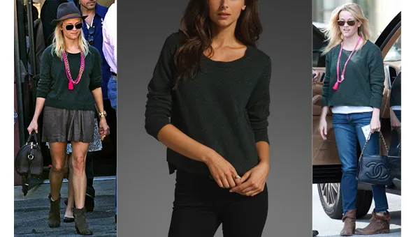 Reese Witherspoon in Autumn Cashmere Hi Low Sweater Reese Witherspoon in Autumn Cashmere Hi Low Sweater