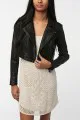 Silence & Noise Cropped Leather Moto Jacket