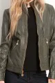 Cutout Trim Leather Jacket