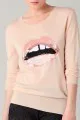 Markus Lupfer Nude Sequined Lip Sweater