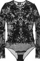 McQ Alexander McQueen The Flocked Velvet and Silk-Tulle Bodysuit