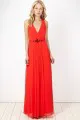 Red pleated chiffon maxi dress