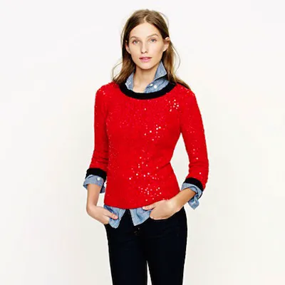 blue jean jacket with sequin sleeves