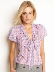 BR Silk geo-print bow top