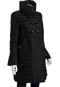 Betsey Johnson black quilted funnel neck down coat