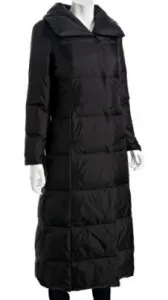 Cole Haan black quilted puff collar down long coat