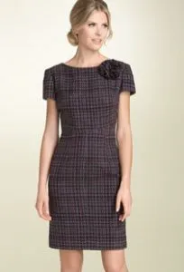 Eliza J Plaid Sheath Dress with Flower Eliza J Plaid Sheath Dress with Flower