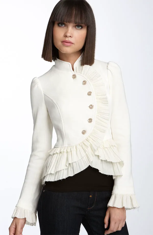Free People Ruffle Trim Sweater Jacket