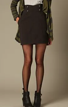 High Waisted Button Skirt