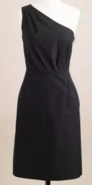 J.Crew Poplin Black One Shouldered Dress