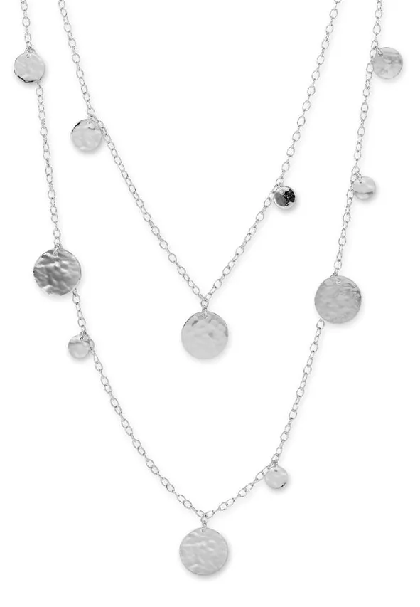 Argento Vivo Hammered Disc Station Long Strand