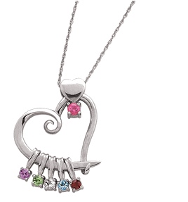 Open Hearts Necklace on Open Heart Pendant With Birthstones Necklace