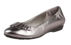 silver ruffle flat shoe