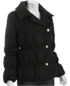 Post Card black quilted nylon down button jacket