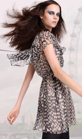 Silk Chiffon Ruffled Dress