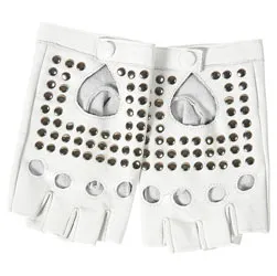 Stud Fingerless Leather Gloves