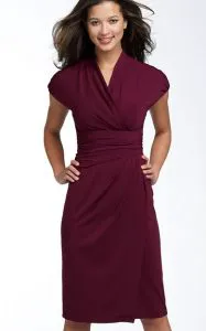 Suzi Chin Maggy Ruched Faux Wrap Dress