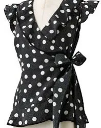 axess polka dot wrap top