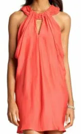 banana republic coral silk halter dress
