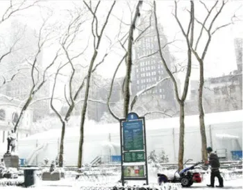 bryant park in snow