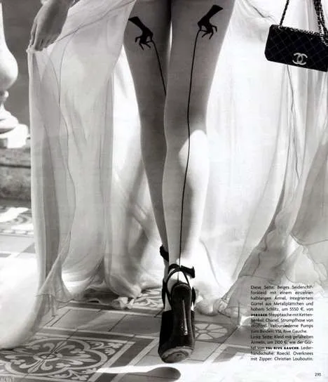 cato van ee wears seamed stockings