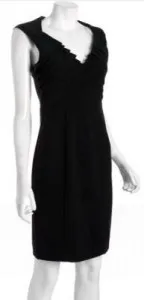 Black Halo Black Shutter Pleated Gabardine Sheath Dress