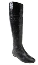 flat black leather boot